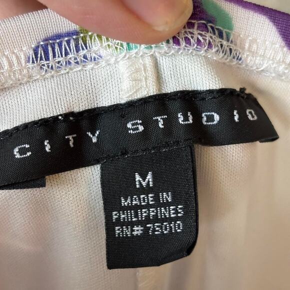 City Studio Floral Satin Waist Midi Dress – Purple Watercolor Print, Size M - Picture 3 of 7